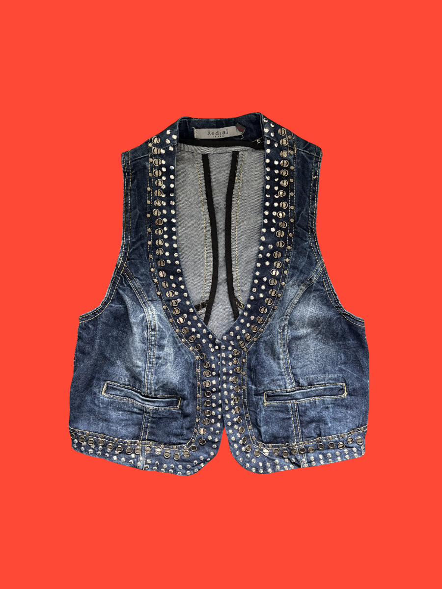 Denim Studded Waistcoat